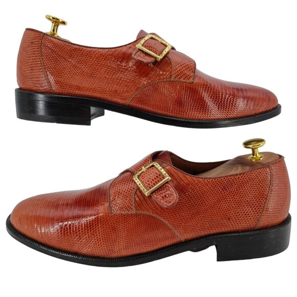 NEW Exotic Teju Lizard Monk Strap Loafers Mens 11.5 PALOMINO Dress Shoes Mexico - Picture 4 of 14